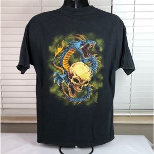 M&O snake skull front back graphic tee